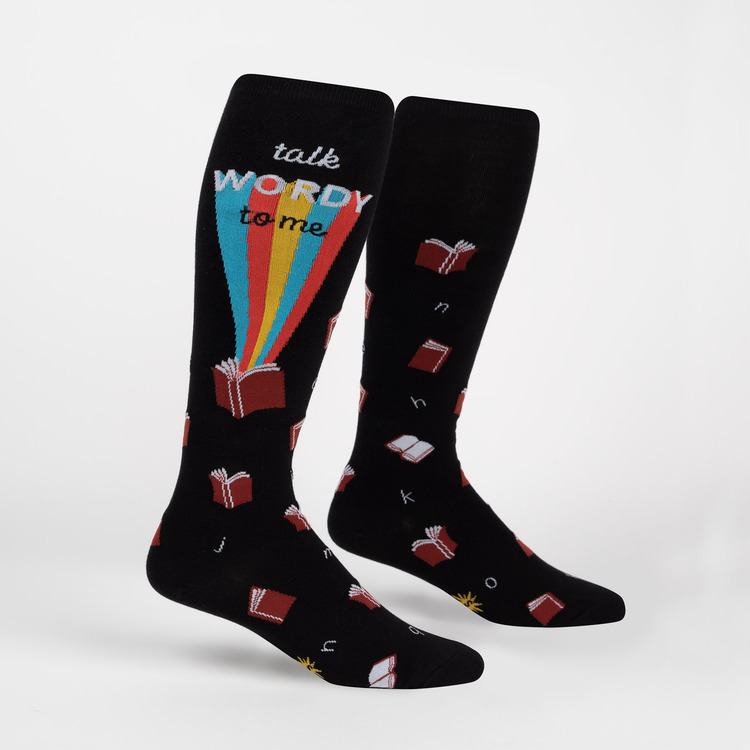 STRETCHIT™ Talk Wordy to Me Wide Calf Book Lover Socks Sock It to Me