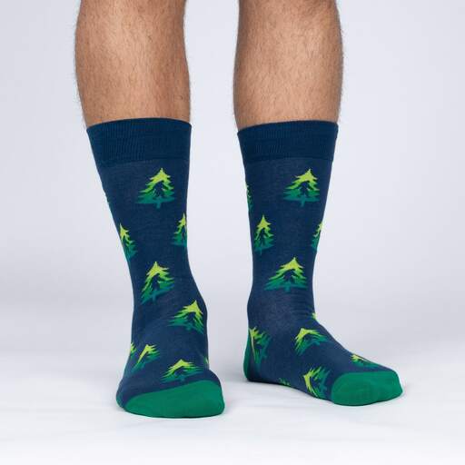 model side view of Do You Tree What I Tree - Sasquatch Forest Crew Socks - Men's