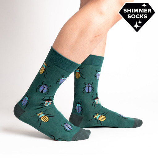 Beetle Mania Insect Crew Socks Green Men's Sock It to Me